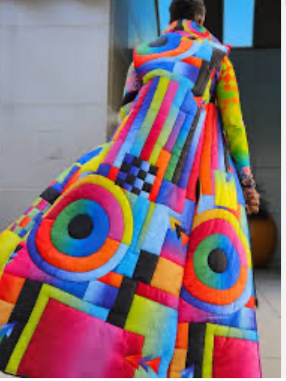 Groovy Colorful Geometric Maxi puffer vest Dress new - Picture 4 of 8